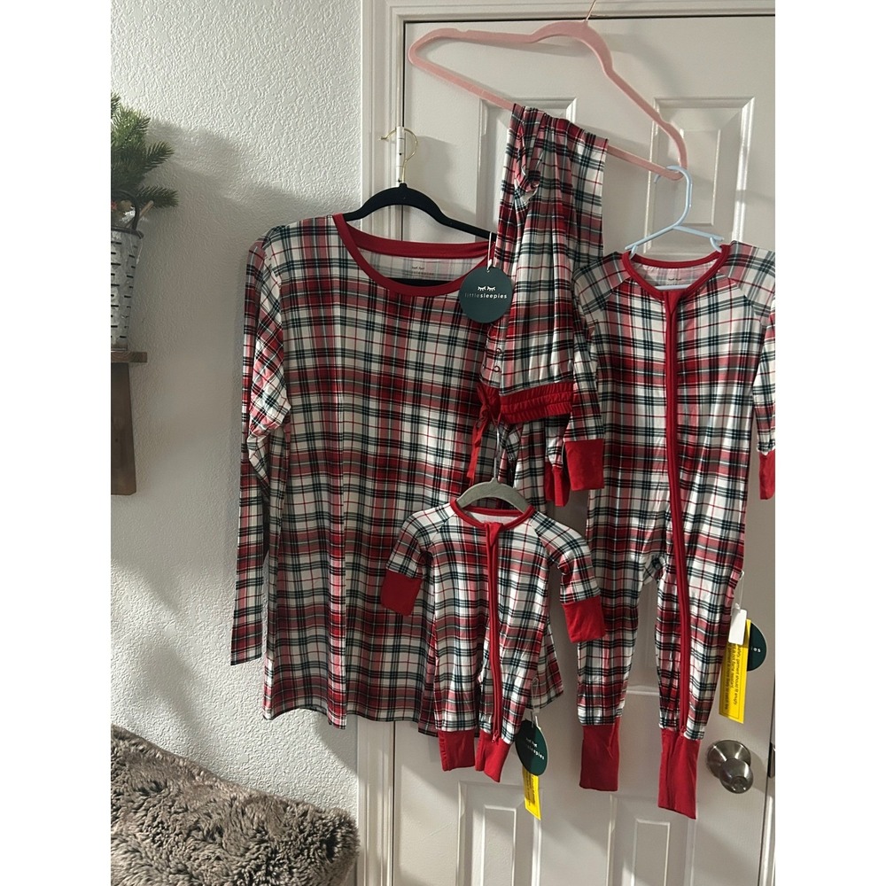 PREEMIE SOLD Little Sleepies Holly Plaid Bamboo Pajama Set Mens Large 2T lot NWT